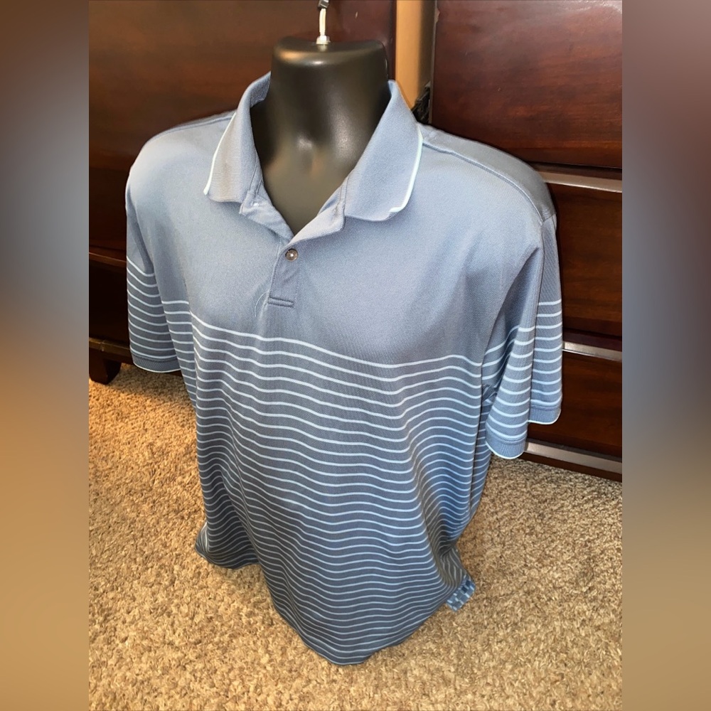 FootJoy Shirt Men Size XL Bluish Gray Striped Polo Stretch Performance Golf - Picture 2 of 7